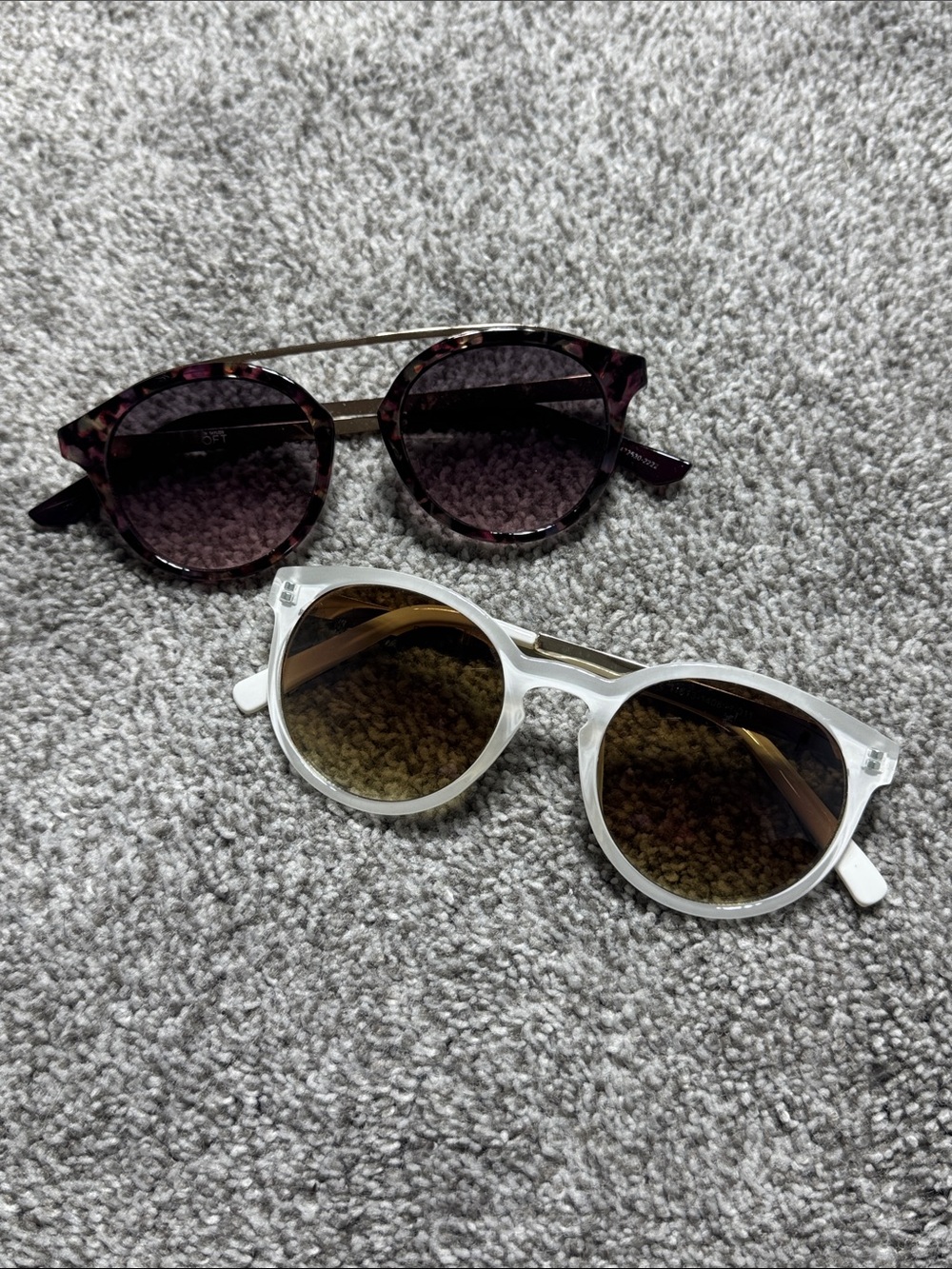 Two Round Sunglasses - Clear Frame & Tortoise Frame